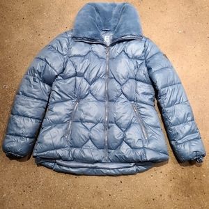 Powder blue GUESS fur callor jacket size large